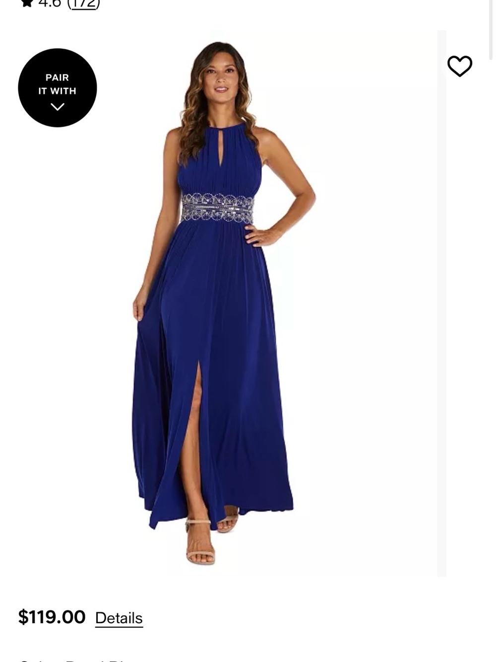 R&M Richards Royal Blue Beaded Waist Maxi Dress